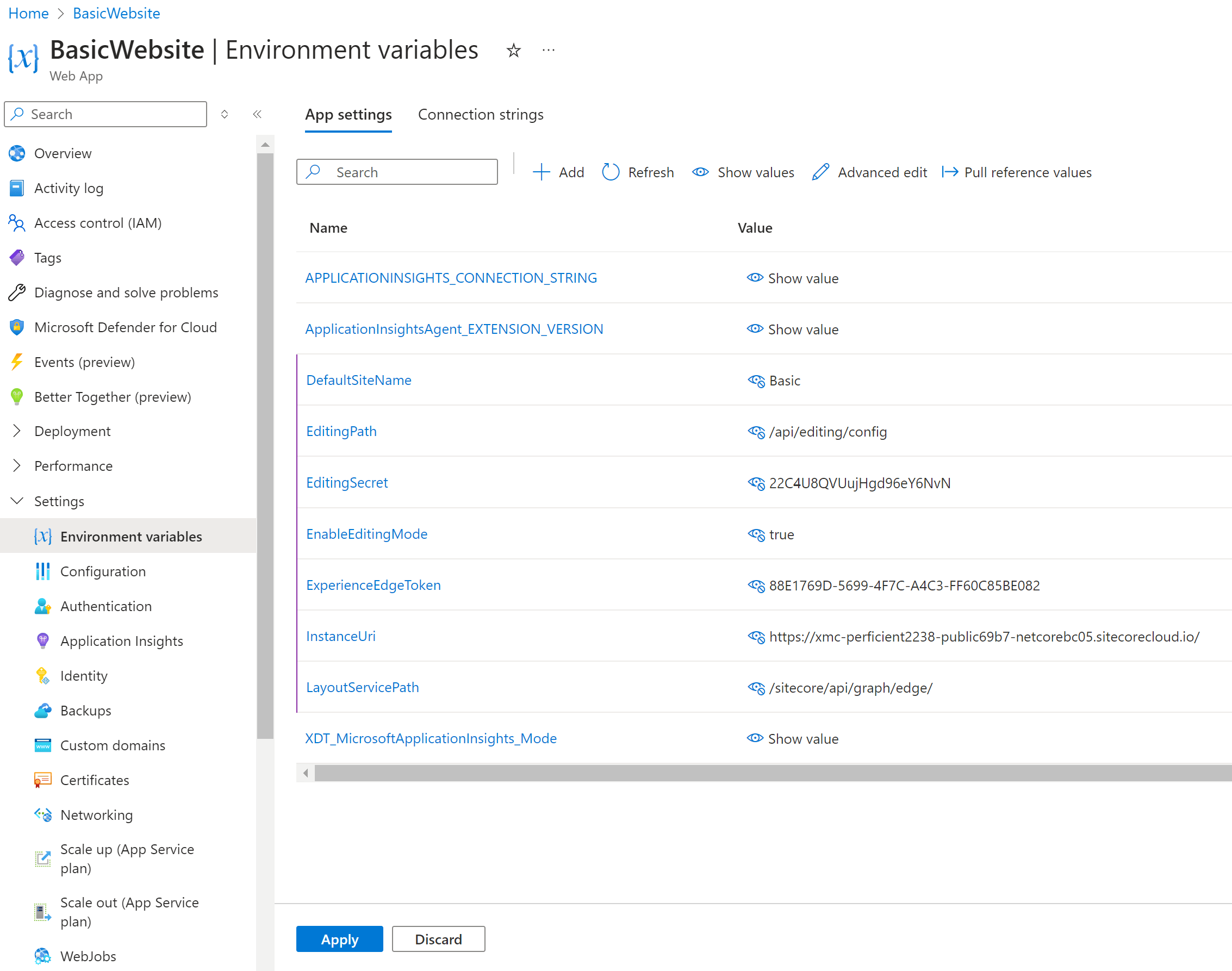 Azure App Settings